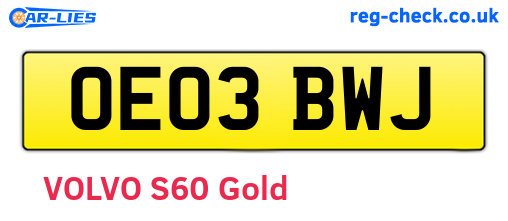 OE03BWJ are the vehicle registration plates.