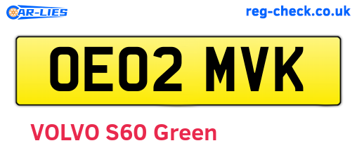 OE02MVK are the vehicle registration plates.