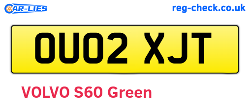 OU02XJT are the vehicle registration plates.