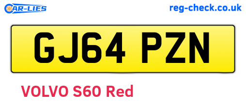 GJ64PZN are the vehicle registration plates.