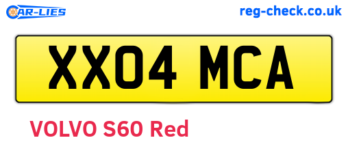 XX04MCA are the vehicle registration plates.