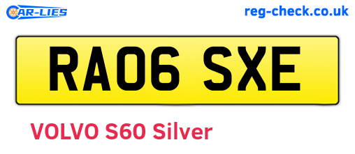 RA06SXE are the vehicle registration plates.