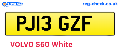PJ13GZF are the vehicle registration plates.