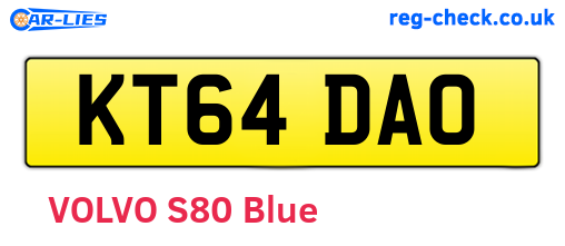 KT64DAO are the vehicle registration plates.