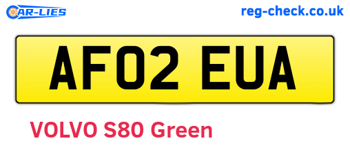 AF02EUA are the vehicle registration plates.