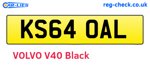 KS64OAL are the vehicle registration plates.