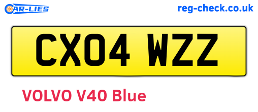 CX04WZZ are the vehicle registration plates.