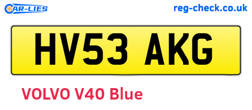 HV53AKG are the vehicle registration plates.