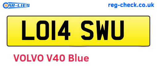 LO14SWU are the vehicle registration plates.