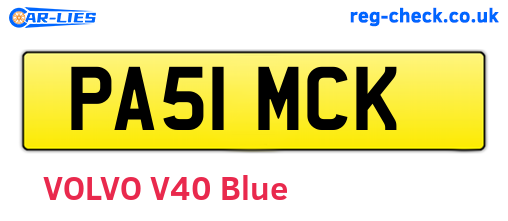 PA51MCK are the vehicle registration plates.