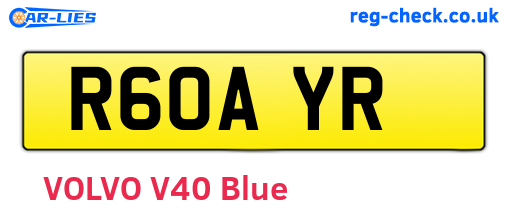R60AYR are the vehicle registration plates.