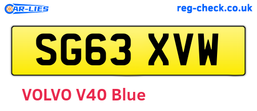 SG63XVW are the vehicle registration plates.