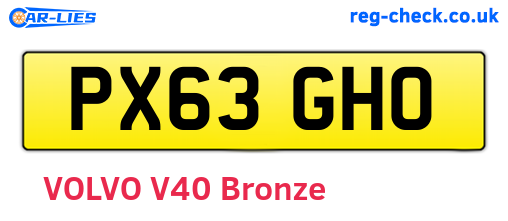 PX63GHO are the vehicle registration plates.
