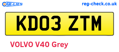 KD03ZTM are the vehicle registration plates.
