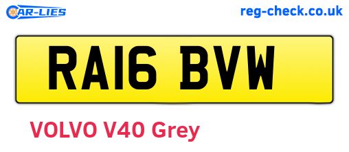 RA16BVW are the vehicle registration plates.