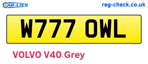 W777OWL are the vehicle registration plates.