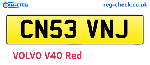 CN53VNJ are the vehicle registration plates.