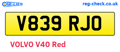 V839RJO are the vehicle registration plates.