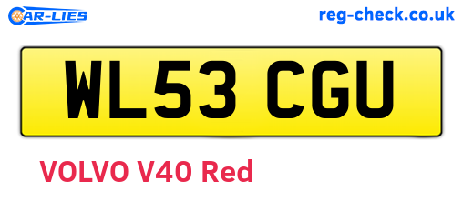 WL53CGU are the vehicle registration plates.