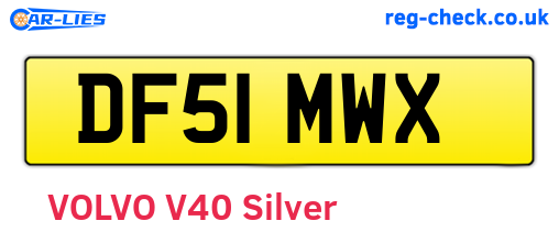 DF51MWX are the vehicle registration plates.