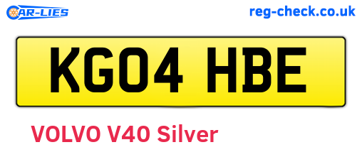KG04HBE are the vehicle registration plates.