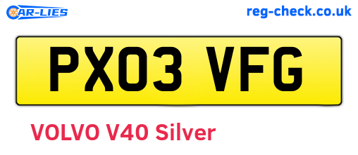 PX03VFG are the vehicle registration plates.