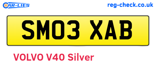 SM03XAB are the vehicle registration plates.