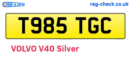 T985TGC are the vehicle registration plates.