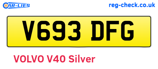 V693DFG are the vehicle registration plates.