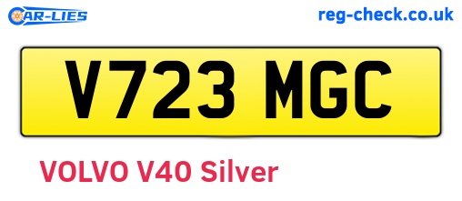 V723MGC are the vehicle registration plates.