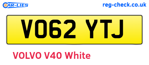 VO62YTJ are the vehicle registration plates.
