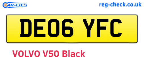 DE06YFC are the vehicle registration plates.