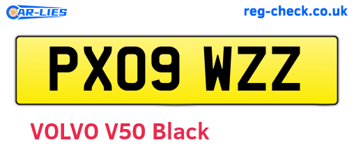 PX09WZZ are the vehicle registration plates.