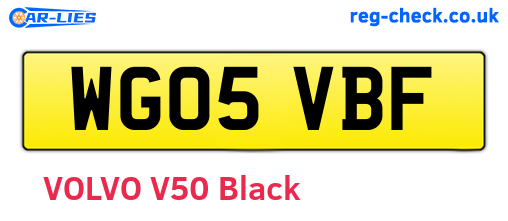 WG05VBF are the vehicle registration plates.