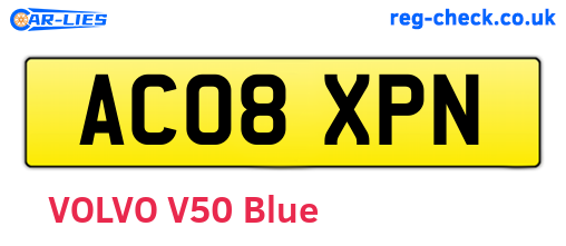 AC08XPN are the vehicle registration plates.