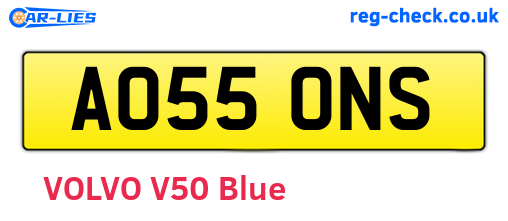 AO55ONS are the vehicle registration plates.