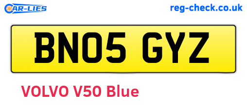 BN05GYZ are the vehicle registration plates.