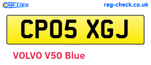 CP05XGJ are the vehicle registration plates.