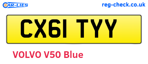 CX61TYY are the vehicle registration plates.