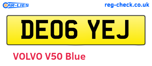 DE06YEJ are the vehicle registration plates.