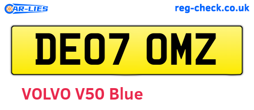 DE07OMZ are the vehicle registration plates.