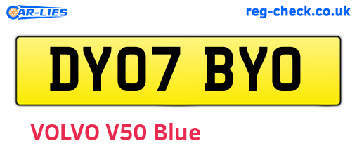 DY07BYO are the vehicle registration plates.