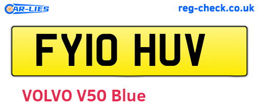 FY10HUV are the vehicle registration plates.