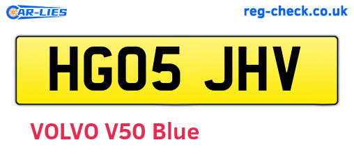 HG05JHV are the vehicle registration plates.