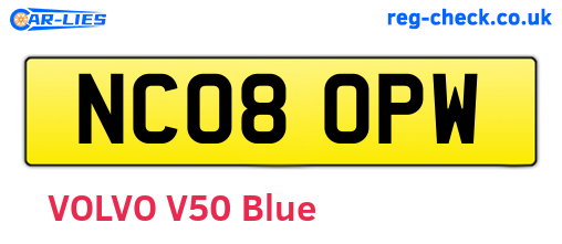 NC08OPW are the vehicle registration plates.