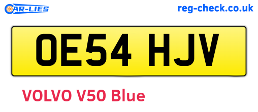 OE54HJV are the vehicle registration plates.