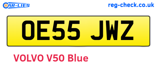 OE55JWZ are the vehicle registration plates.