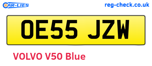 OE55JZW are the vehicle registration plates.