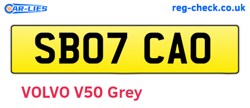 SB07CAO are the vehicle registration plates.