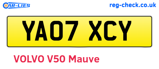 YA07XCY are the vehicle registration plates.